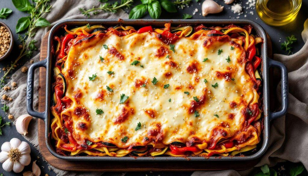 Gemüselasagne mit Mozzarella: unkompliziert aus dem Ofen und wunderbar cremig