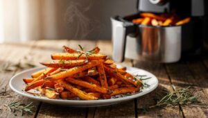Süßkartoffel-Pommes aus dem Airfryer: Warum du sie vorher nicht einölen solltest